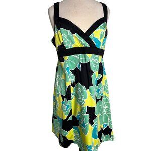 D LTD fitted floral dress women’s size 16 floral Hawaiian knee boho